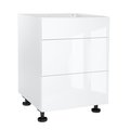 Cambridge Quick Assemble Modern Style, White Gloss 24 in. Base Kitchen Cabinet, 3 Drawer (24 in. W x 24 in. D x 34.50 in. H) SA-BUD2P24-WG